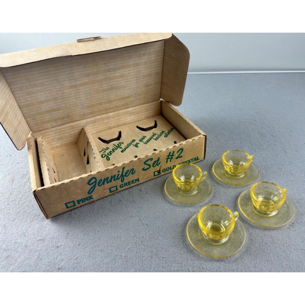 Vintage‎ Mosser Glass The Jennifer Miniatures Set #2 Gold Krystal with Box